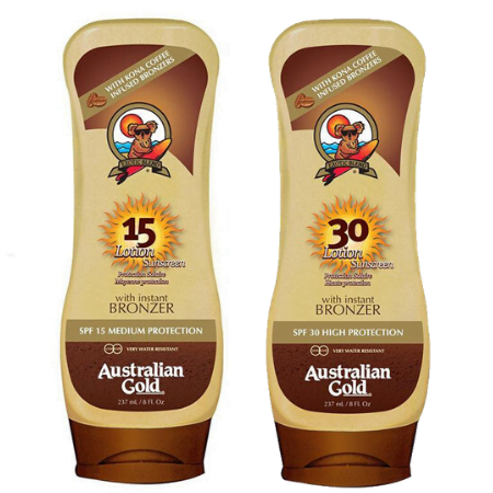 New Zealand organisere Se venligst Australian Gold SPF Lotion with Bronzer - SPF 15 & 30 - Tanz